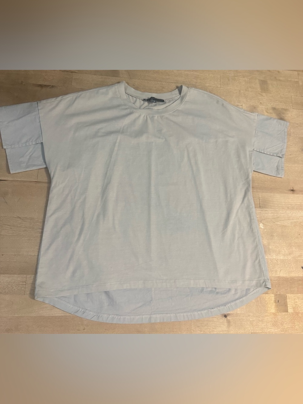 Elliott Lauren gray/beige mixed media cotton Short Sleeve shirt
